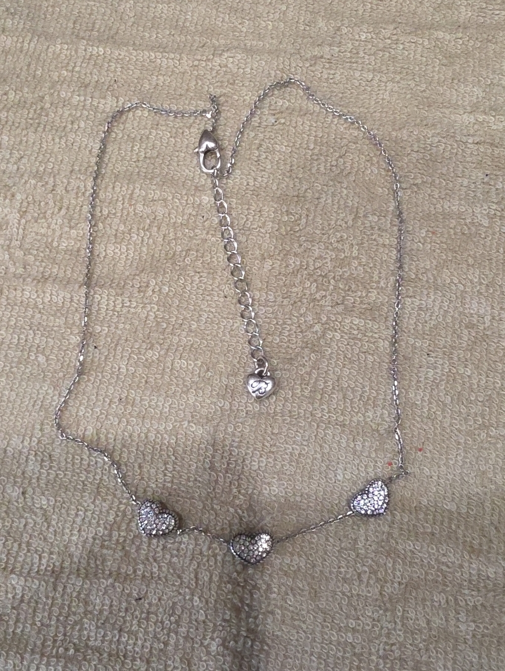 Brighton Silver-tone Triple Pavé Heart Necklace